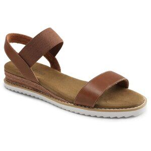 DREAM PAIRS Women's Espadrilles Ankle Stretch Elastic Strap Open Toe Flat BROWN